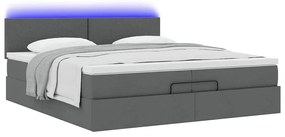Estrutura de cama otomana com colchões tecido cinzento escuro