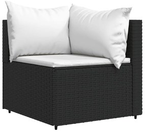 4 pcs conjunto lounge de jardim c/ almofadões vime PE preto