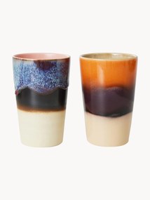 Canecas XL com vidrado reativo artesanais 70's, conjunto de 2