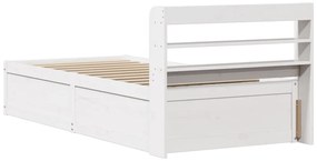 Estrutura de cama com cabeceira 90x200 cm pinho maciço branco