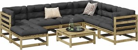 vidaXL 8 pcs conjunto sofás de jardim madeira de pinho impregnada