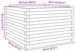 Vaso/floreira de jardim 70x70x45,5 cm pinho maciço branco