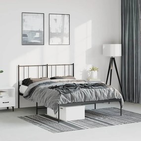 vidaXL Estrutura de cama em metal com cabeceira 150x200 cm preto
