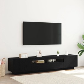 Cabide de TV vidaXL com Luzes LED em Carvalho Preto 200x35x40 cm em Ma