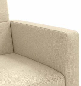 Sofá-cama com almofadões tecido cor creme