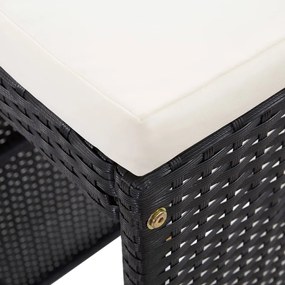 Conjunto de bar para exterior 9 pcs vime PE preto