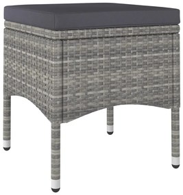 4 pcs conjunto de cadeiras e bancos de jardim vime PE cinzento