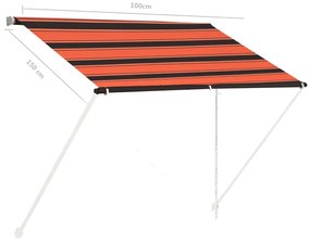 Toldo retrátil 100x150 cm laranja e castanho