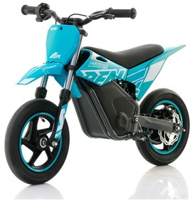 Mini moto elétrica para crianças Minicross electrica RFN Warrior SX-E250 Supermotard 250W 12/12" Até 25Km/hora cm limitador Azul Celeste
