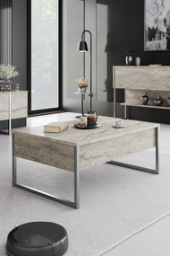 Mesa de Centro Luxe – Travertino Prateado – 90x60x40 cm