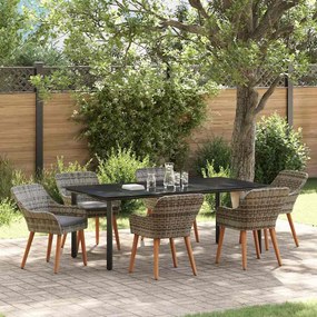 vidaXL Conjunto de Jantar de Jardim 7 Peças Cinza em Rattan Sintético