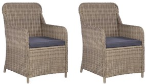 Conjunto bistrô com almofadões 3 pcs vime PE castanho