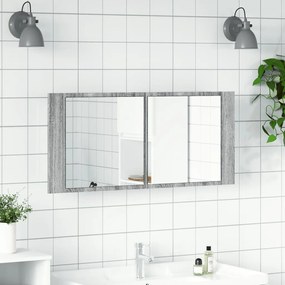 Armário espelhado casa de banho LED 100x12x45cm cinza sonoma