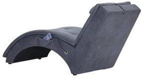 Chaise longue de massagem c/ almofada camurça artif. cinzento