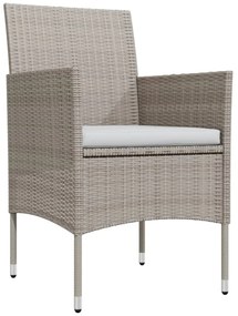 7 pcs conjunto de jantar p/ jardim c/ almofadões bege e preto