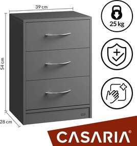 Mesa de cabeceira Eloise  54x39x28cm com Luz LED antracite