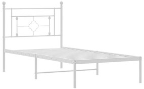 Estrutura de cama com cabeceira 90x200 cm metal branco