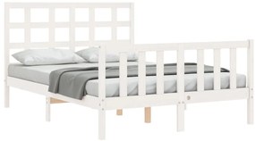 Cama sem colchão 140x190 cm madeira de pinho maciça branco