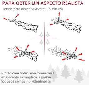 HOMCOM Árvore de Natal 180 cm Árvore de Natal Artificial com 310 Luzes