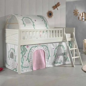 Conjunto cama alta Infantil SCOTT + cortina de brincar BIRDY + Túnel Branca