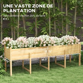 Floreira elevada com pés, floreira elevada, insertos de irrigação + feltro de drenagem incluídos, madeira de abeto pré-oleada