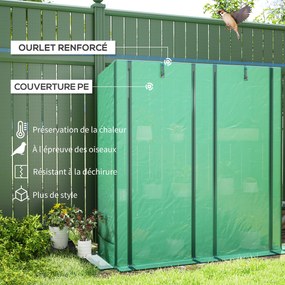 Estufa de jardim 144 x 48 x 152 cm com prateleiras metálicas de 3 níveis, estufa de varanda com cobertura em PE e telhado inclinado, verde