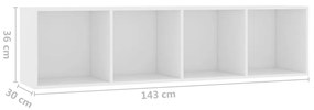 Estante/móvel de TV 143x30x36 cm contraplacado branco