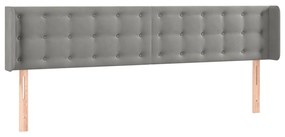 Cabeceira cama c/ luzes LED veludo 203x16x78/88 cm cinza-claro