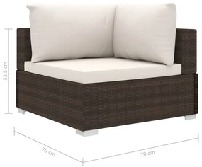 11 pcs conjunto lounge jardim c/ almofadões vime PE castanho