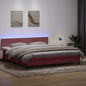 Cama com molas colchão 200x210 cm veludo rosa