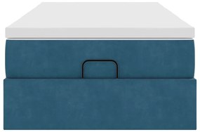 Estrutura de cama otomana com colchão azul escuro Veludo