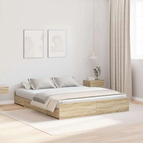 vidaXL Estrado de cama com arrumação Carvalho sonoma 160 x 200 cm
