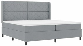 Cama com Estrado e Colchão Cinza Claro 200 x 200 cm Tecido