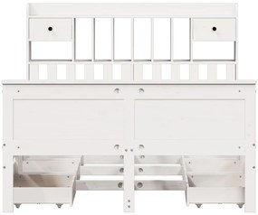 Cama com estante sem colchão 140x200 cm pinho maciço branco