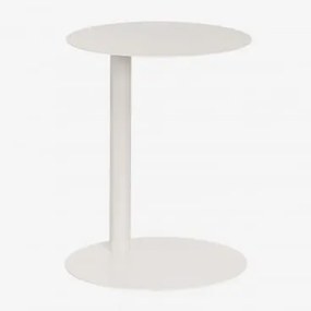 Mesa Auxiliar Redonda Ø40 Cm Em Aço Yannik Gardénia Branco - Sklum