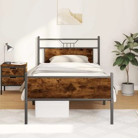 Estrutura de cama sem colchão 107x203 cm carvalho fumado
