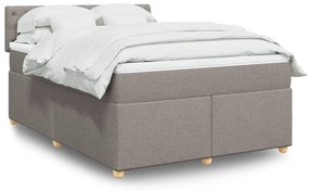 vidaXL Cama com molas/colchão 140x200 cm tecido castanho-acinzentado