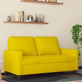 vidaXL Sofá de 2 lugares veludo 120 cm amarelo
