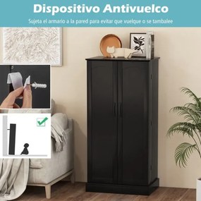 Armario cozinha despensa com 2 portas e 16 estantes para sala jantar, cozinha 60 x 40 x 120 cm Preto