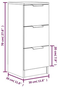 Aparadores 2 pcs 30x30x70 cm madeira processada sonoma cinza