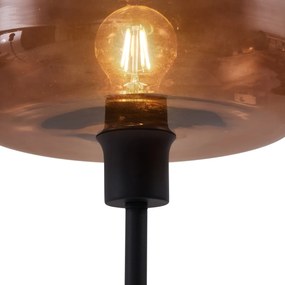 Candeeiro de Pé Retro Preto com Vidro Bronze - Bizle Retro