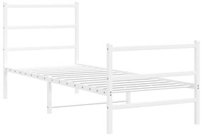 Estrutura de cama com cabeceira e pés 75x190 cm metal branco