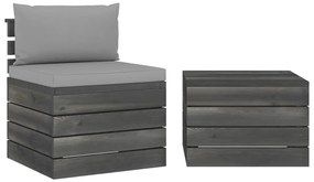 2 pcs conjunto lounge de paletes com almofadões pinho maciço
