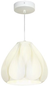 Candeeiro Suspenso Moderno Candeeiro de Teto com Ecrã de Impressão 3D Iluminação para Sala de Jantar Ø20,5x17,5 cm Branco