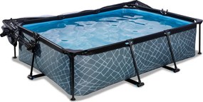Piscina Retangular Stone de 220 x 150 x 65 cm com bomba de filtragem e cobertura - cinzenta