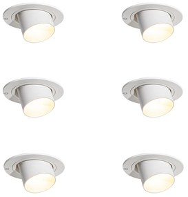 Conjunto de 6 focos embutidos brancos GU10 35mm redondos inclináveis - Installa Moderno