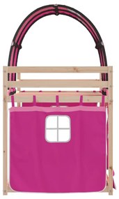 Beliche com cortinas 90x200 cm madeira de pinho maciça rosa
