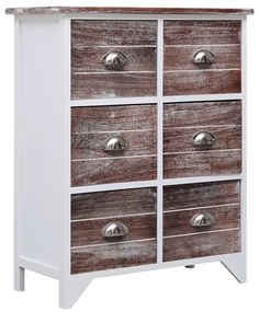 284094 vidaXL Armário com 6 gavetas 60x30x75 cm madeira de paulownia castanho