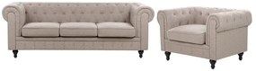 Conjunto de sofás com 4 lugares em tecido taupe CHESTERFIELD Beliani