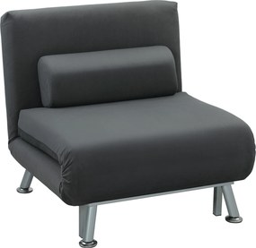HOMCOM Poltrona dobrável com função de cama, poltrona relax dobrável em visual veludo, Encosto ajustável, 75 x 70 x 75 cm, Cinza escuro | Aosom Portugal